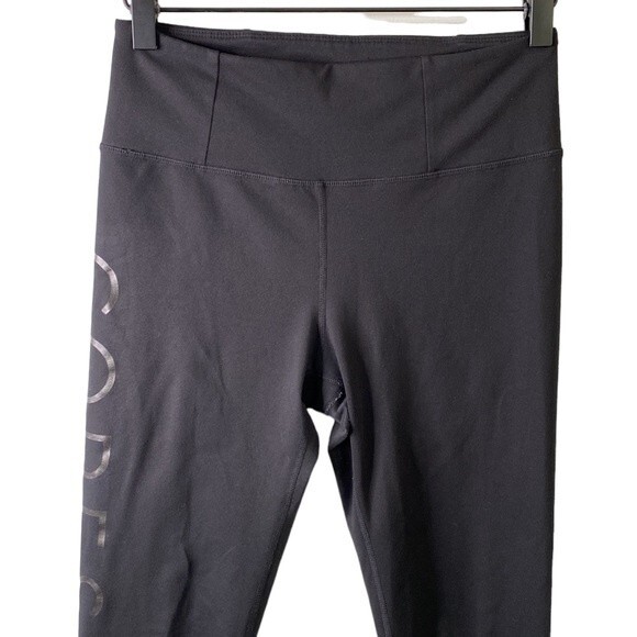 Manduka Core Strong Script Black Yoga High Waist Leggings Full Length Pocket - Picture 4 of 14